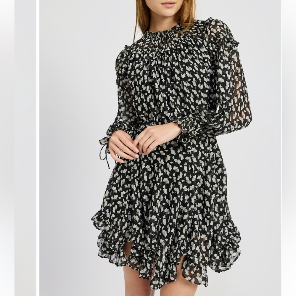 🖤🖤 En Saison- Genevieve Long Sleeve Chiffon Minidress 🖤🖤 Size M